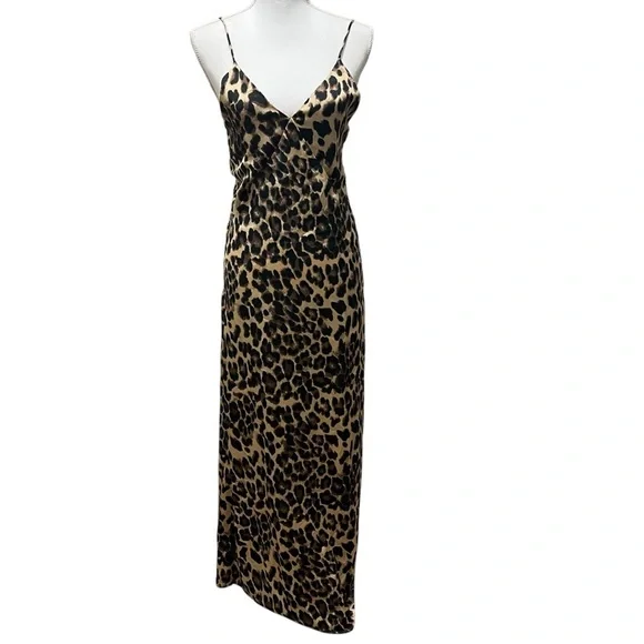 Forever 21 Super Sexy Leopard Maxi Slip Strappy‎ Date Night Dress Size Small - Picture 15 of 15